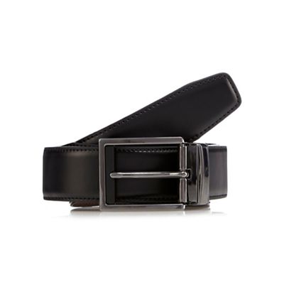 Black matte reversible leather belt
